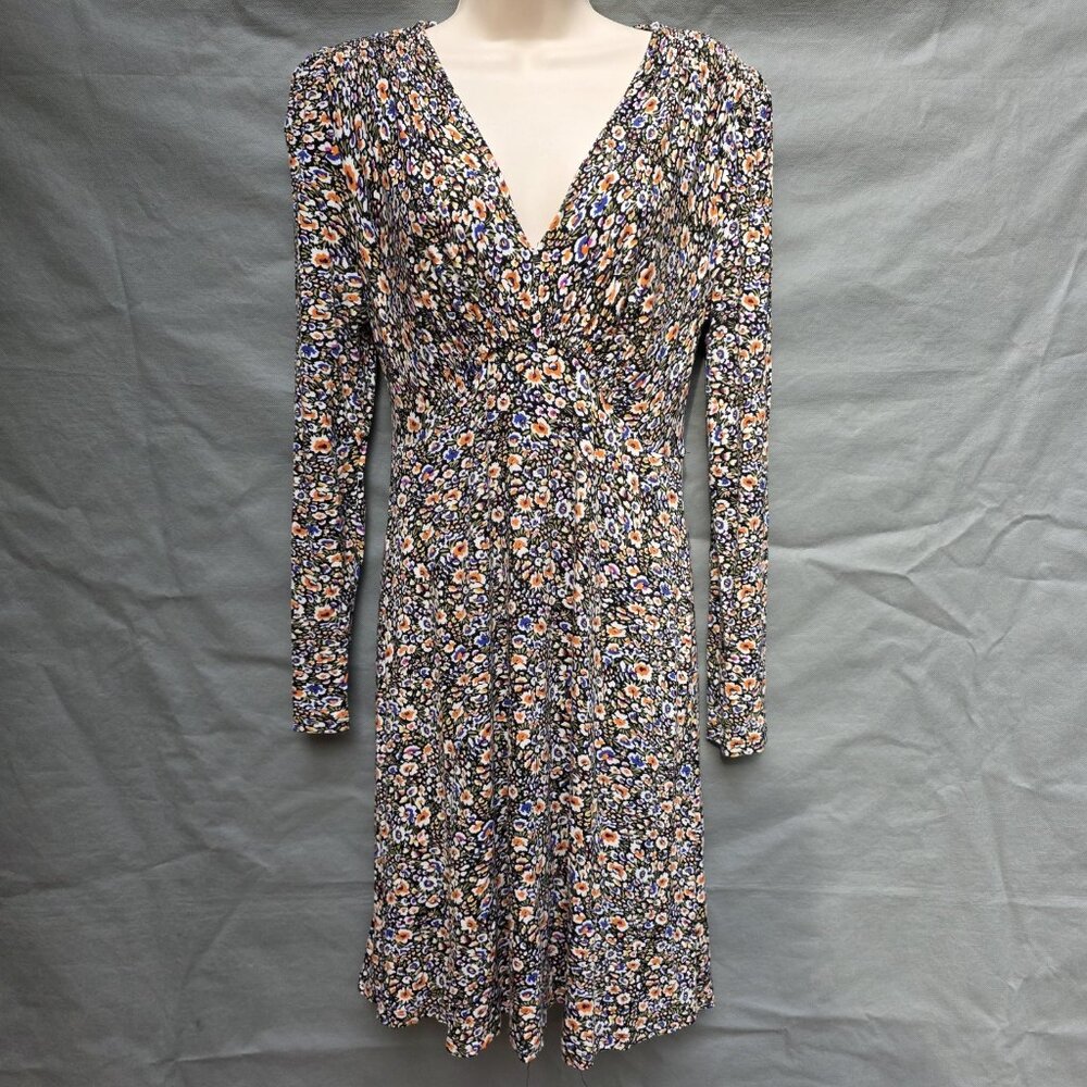 Boden Size 4R Mini Tea Dress Floral Smocked Details V-Neck Fall Autumn Versatile